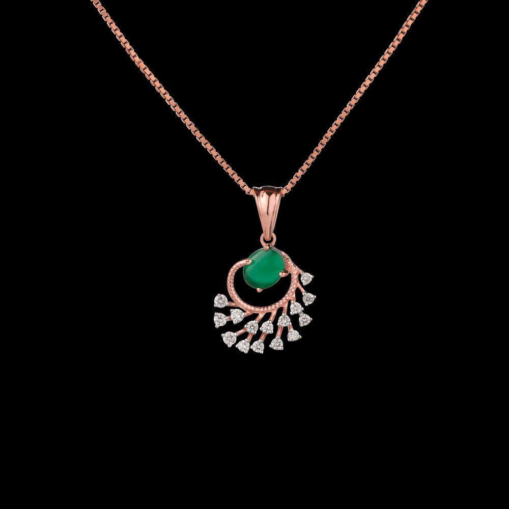 18K Rose Gold Diamond Pendant - 0.225ct VVS-VS-EF with Colour Stones