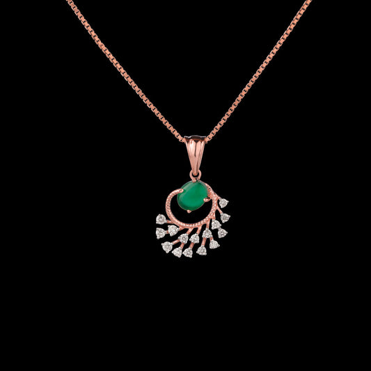 18K Rose Gold Diamond Pendant - 0.225ct VVS-VS-EF with Colour Stones