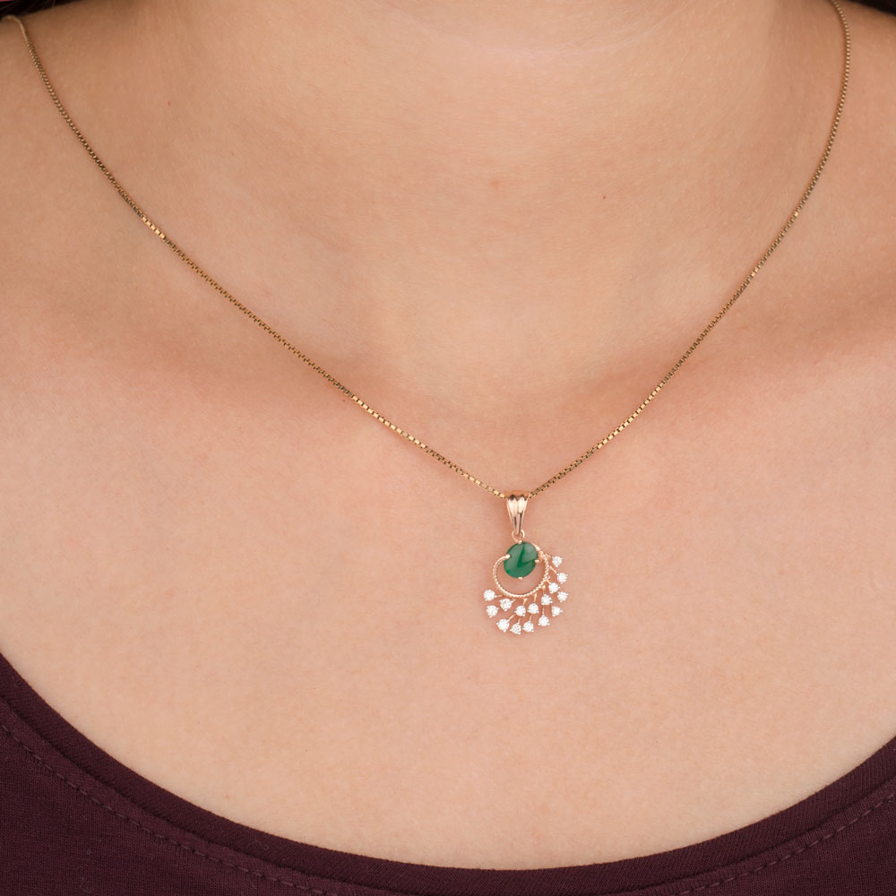 18K Rose Gold Diamond Pendant - 0.225ct VVS-VS-EF with Colour Stones
