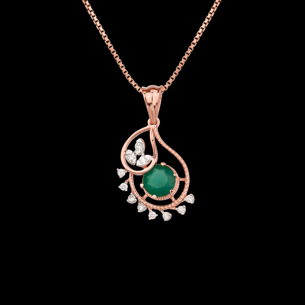 18K Rose Gold Diamond Pendant - 0.146ct VVS-VS-HI with Colour Stones