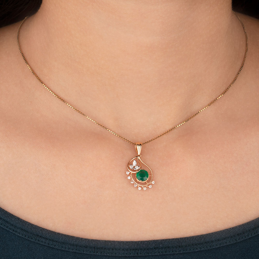 18K Rose Gold Diamond Pendant - 0.146ct VVS-VS-HI with Colour Stones