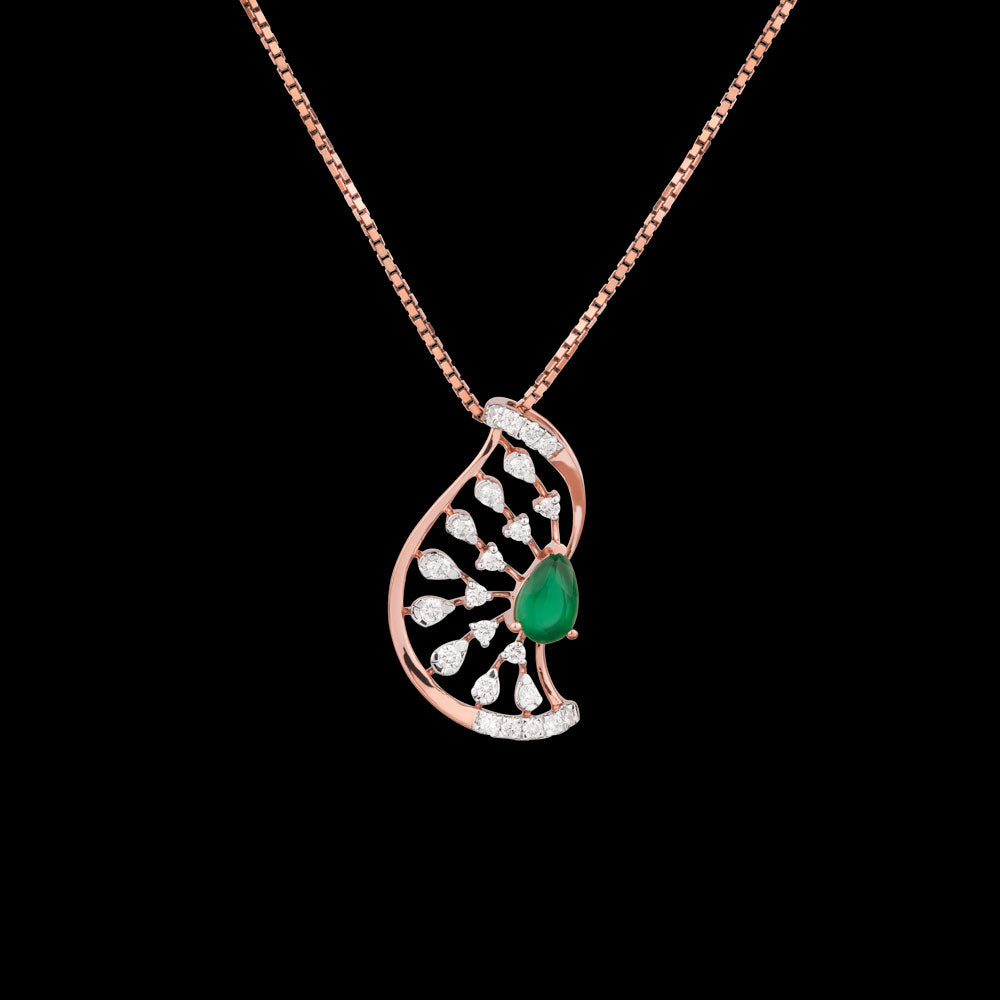 18K Rose Gold Diamond Pendant - 0.244ct VVS-VS-EF with Colour Stones