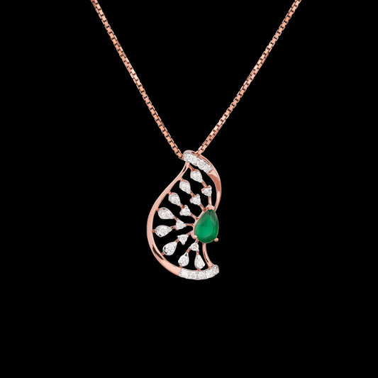 18K Rose Gold Diamond Pendant - 0.244ct VVS-VS-EF with Colour Stones