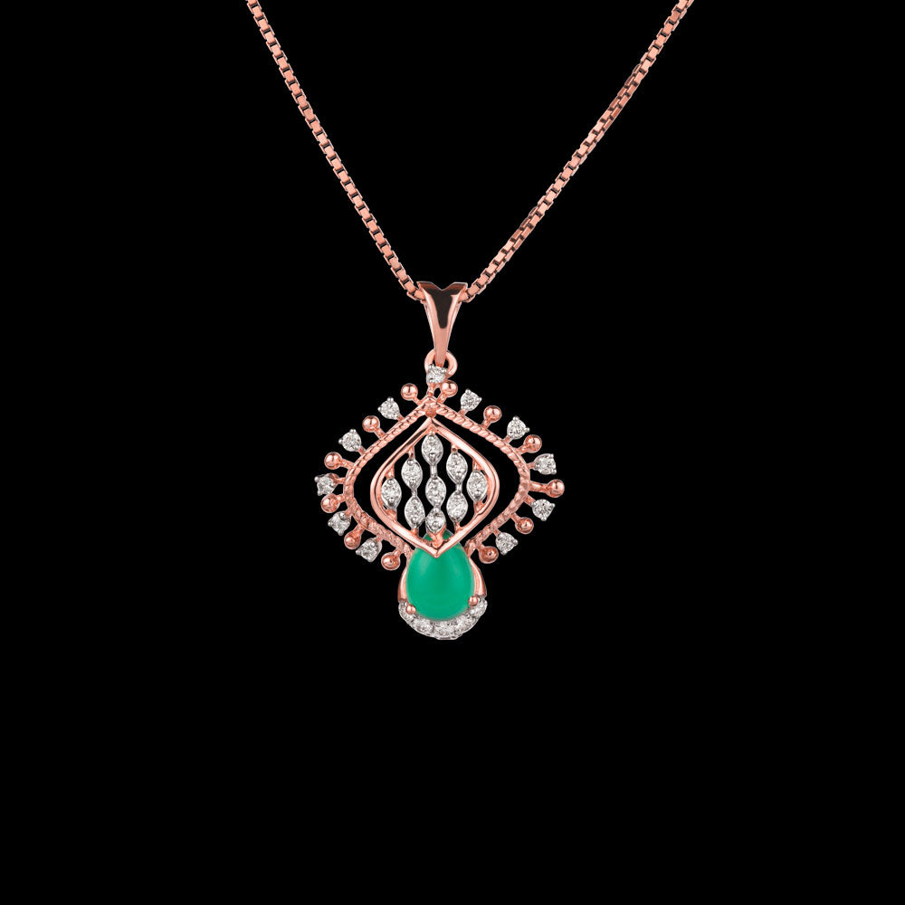 18K Rose Gold Diamond Pendant - 0.247ct VVS-VS-GH with Colour Stones