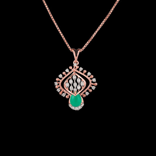 18K Rose Gold Diamond Pendant - 0.247ct VVS-VS-GH with Colour Stones
