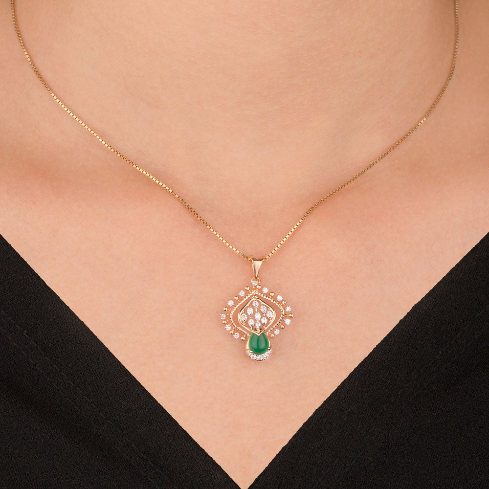 18K Rose Gold Diamond Pendant - 0.247ct VVS-VS-GH with Colour Stones