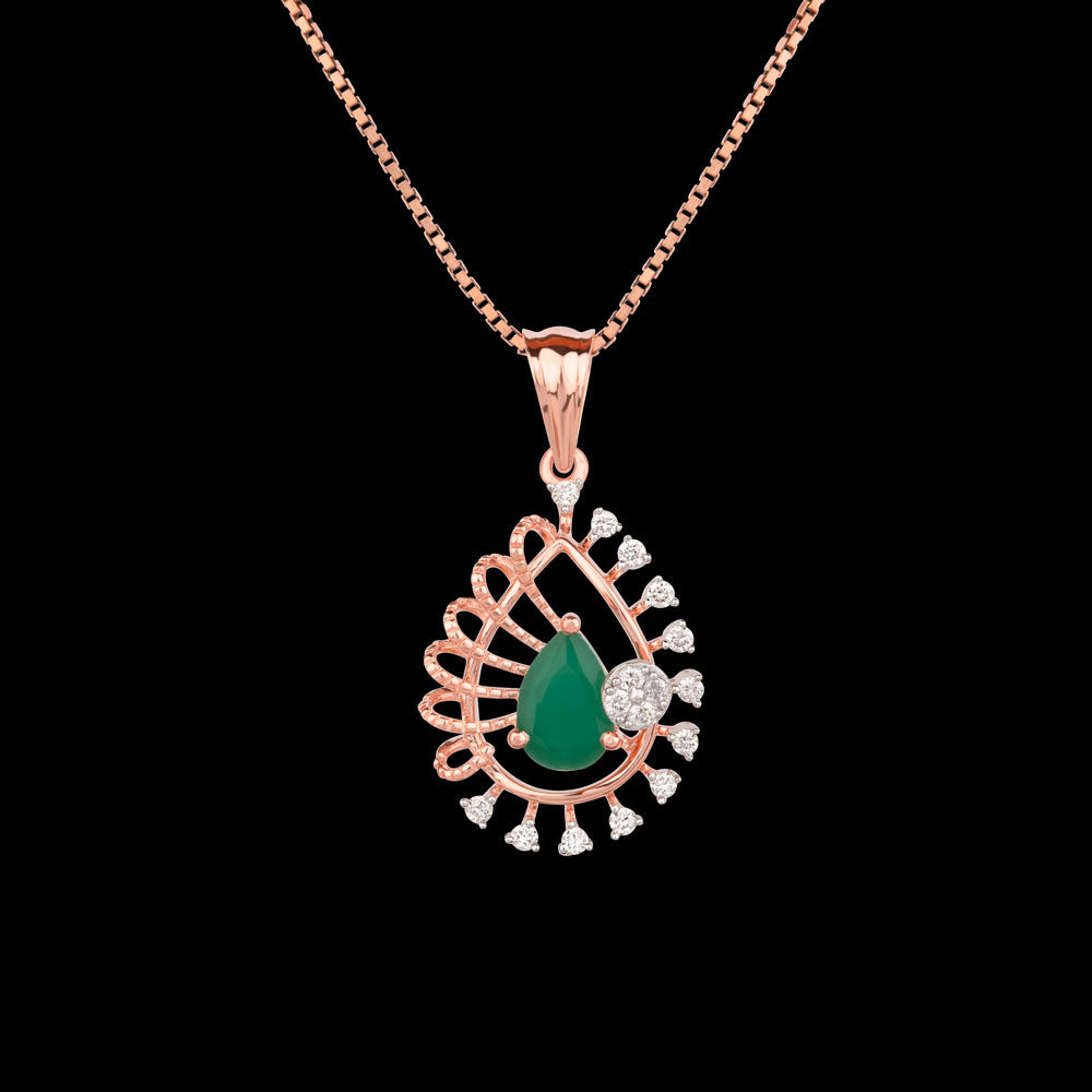 18K Rose Gold Diamond Pendant - 0.147ct VVS-VS-HI with Colour Stones