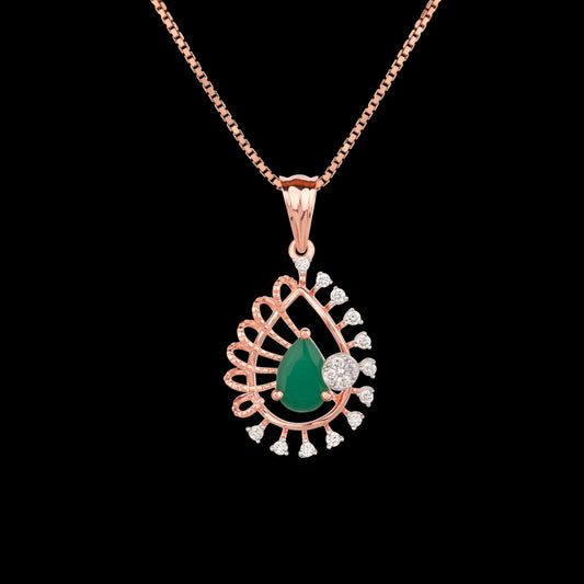 18K Rose Gold Diamond Pendant - 0.147ct VVS-VS-HI with Colour Stones