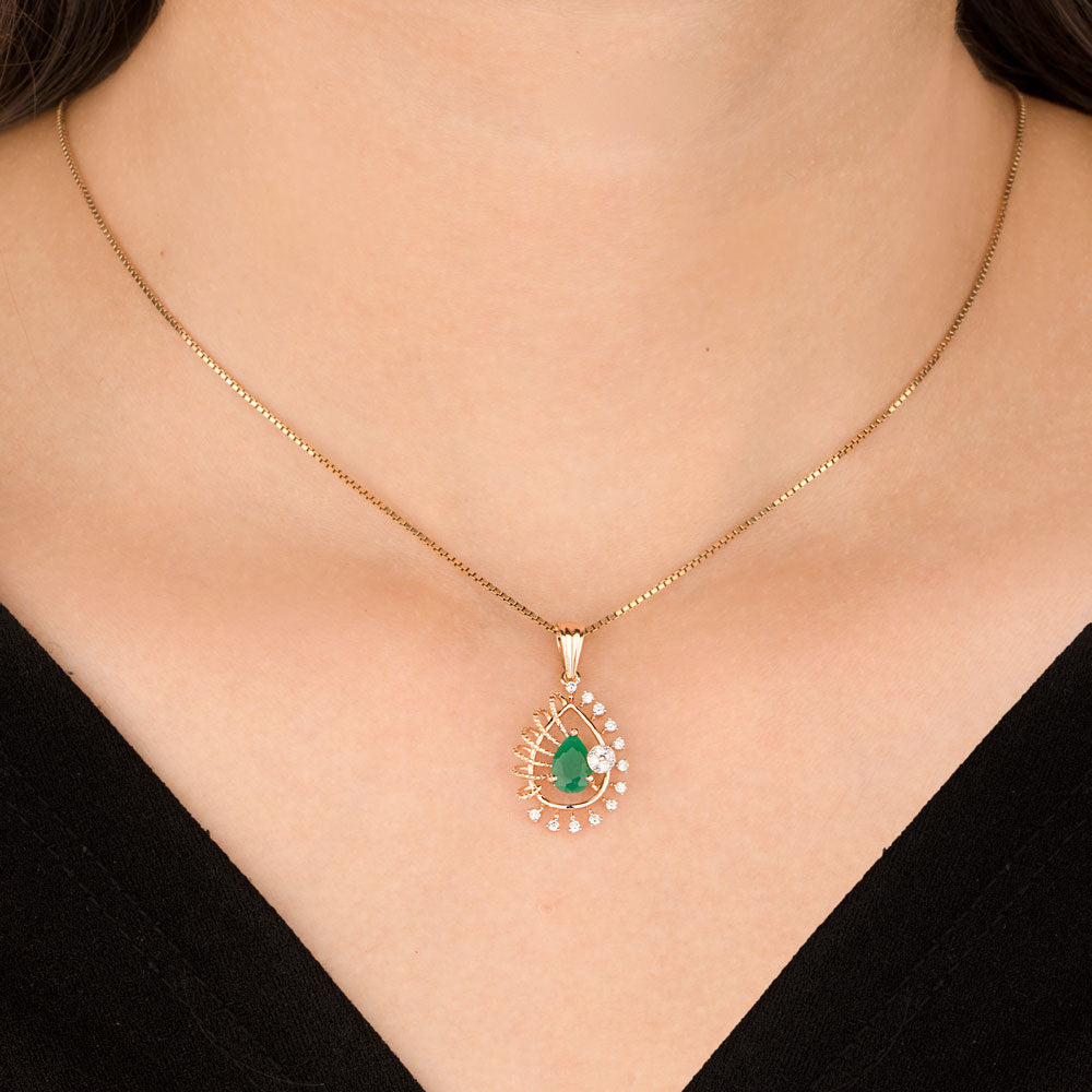 18K Rose Gold Diamond Pendant - 0.147ct VVS-VS-HI with Colour Stones