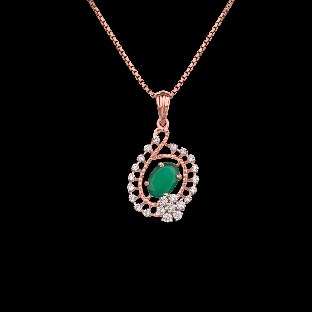 18K Rose Gold Diamond Pendant - 0.248ct VVS-VS-EF with Colour Stones