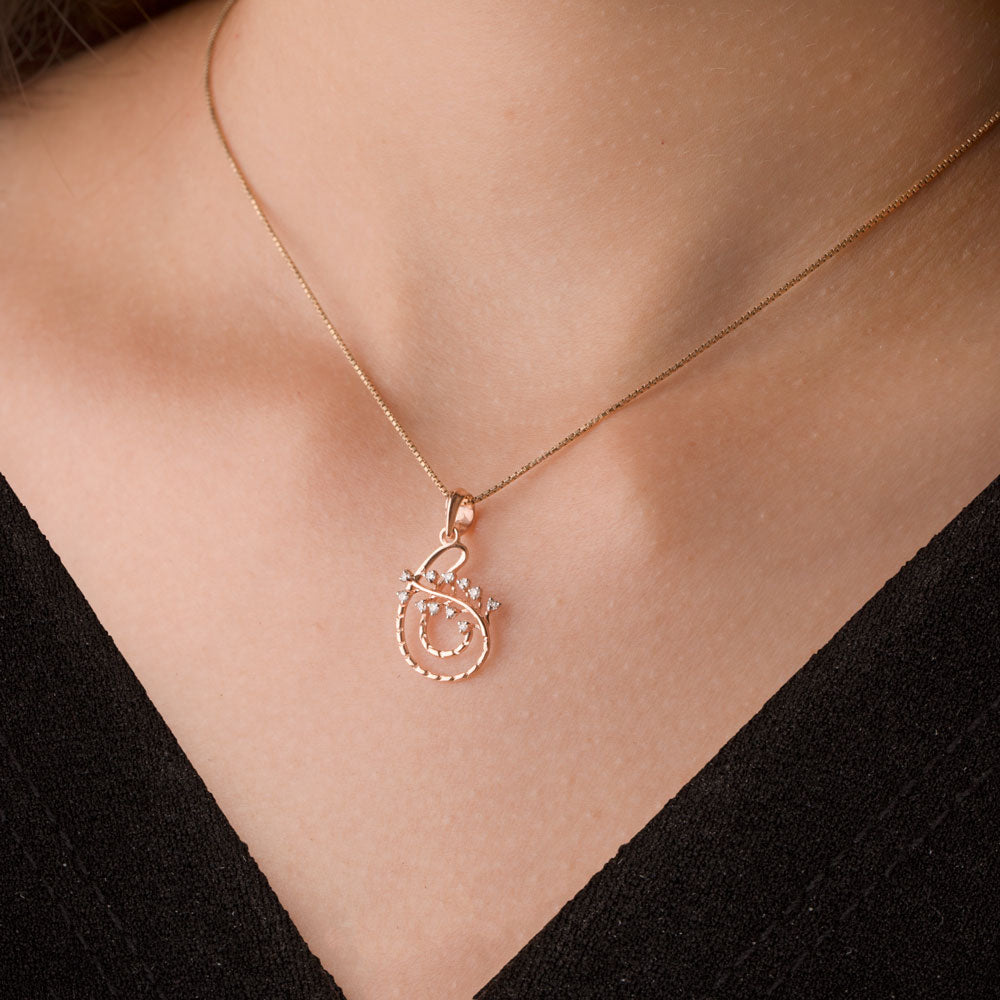 14K Rose Gold Diamond Pendant - 0.095ct VS-SI-GH