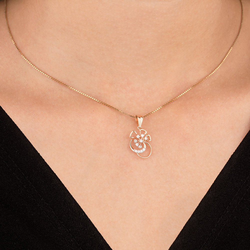 14K Rose Gold Diamond Pendant - 0.146ct VVS-VS-GH