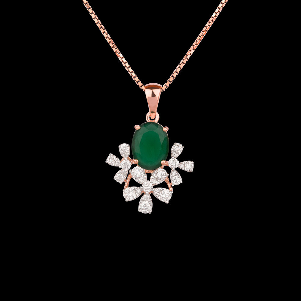 18K Rose Gold Diamond Pendant - 0.519ct VVS-VS-GH with Colour Stones