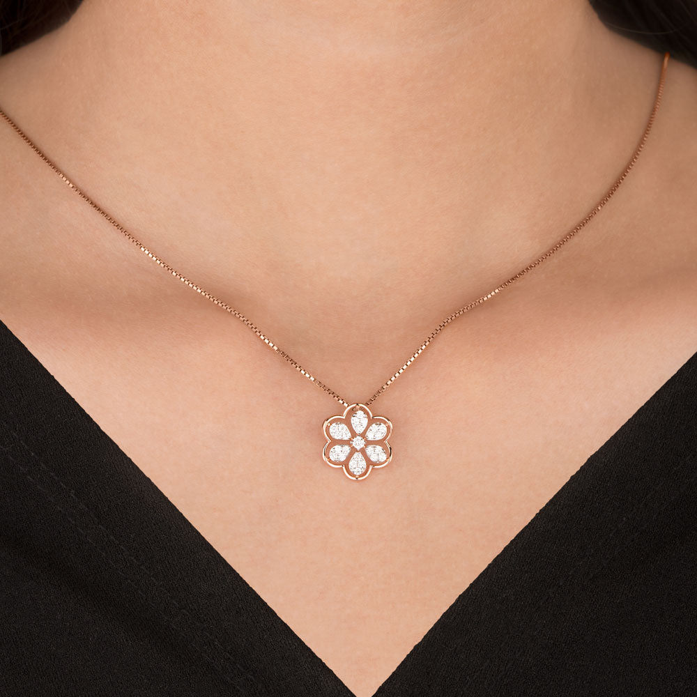 18K Rose Gold Diamond Pendant - 0.32ct VVS-FG