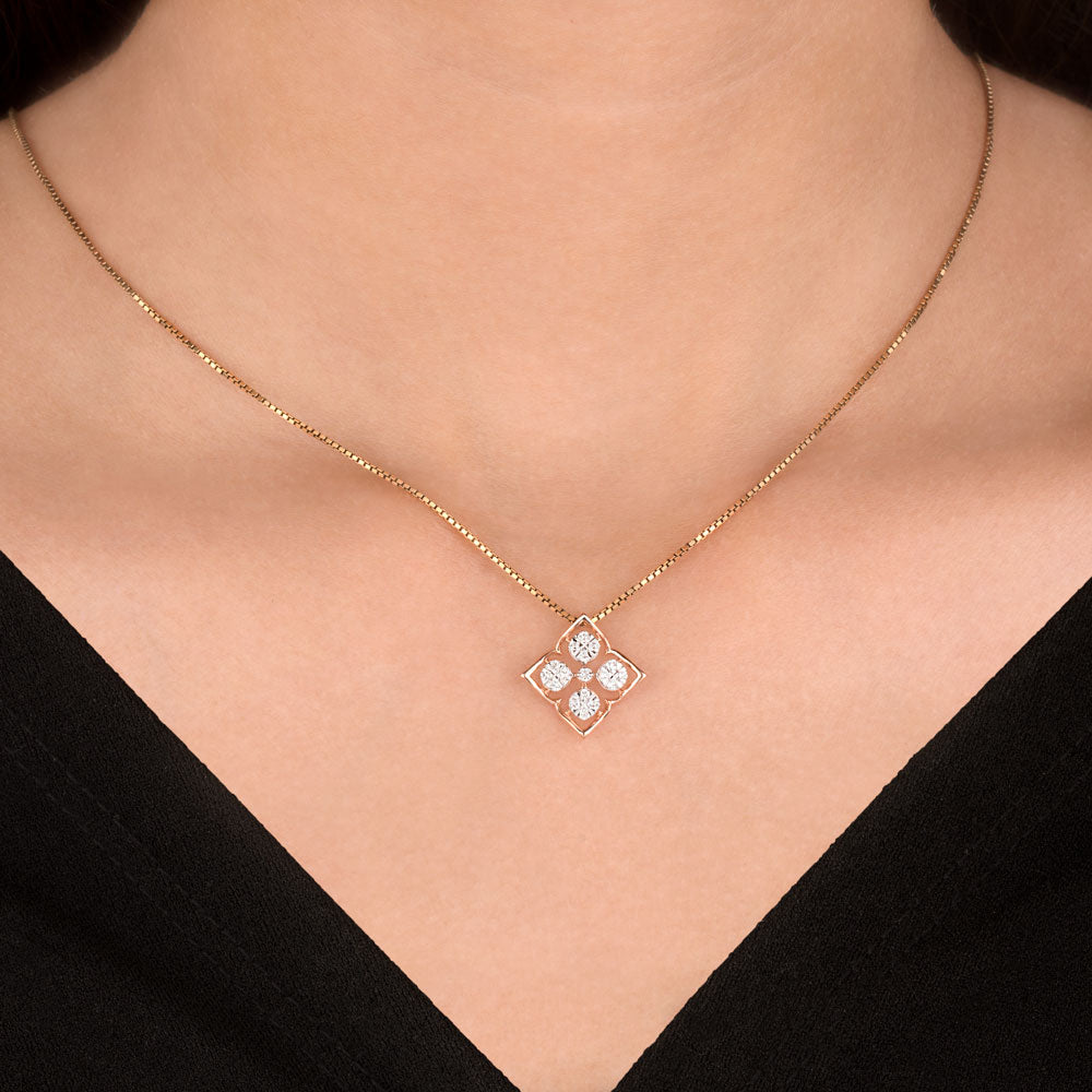 18K Rose Gold Diamond Pendant - 0.243ct VVS-FG