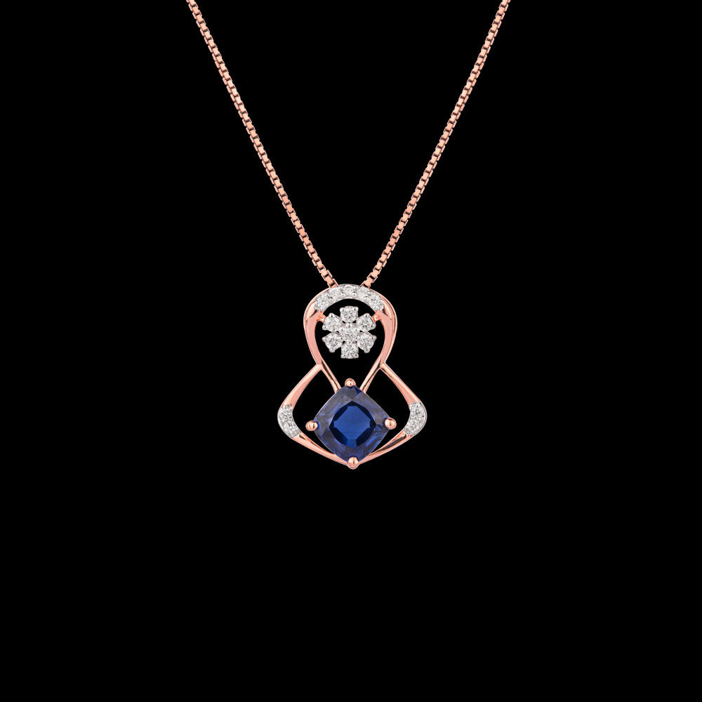 18K Rose Gold Diamond Pendant - 0.171ct VVS-FG with Colour Stones