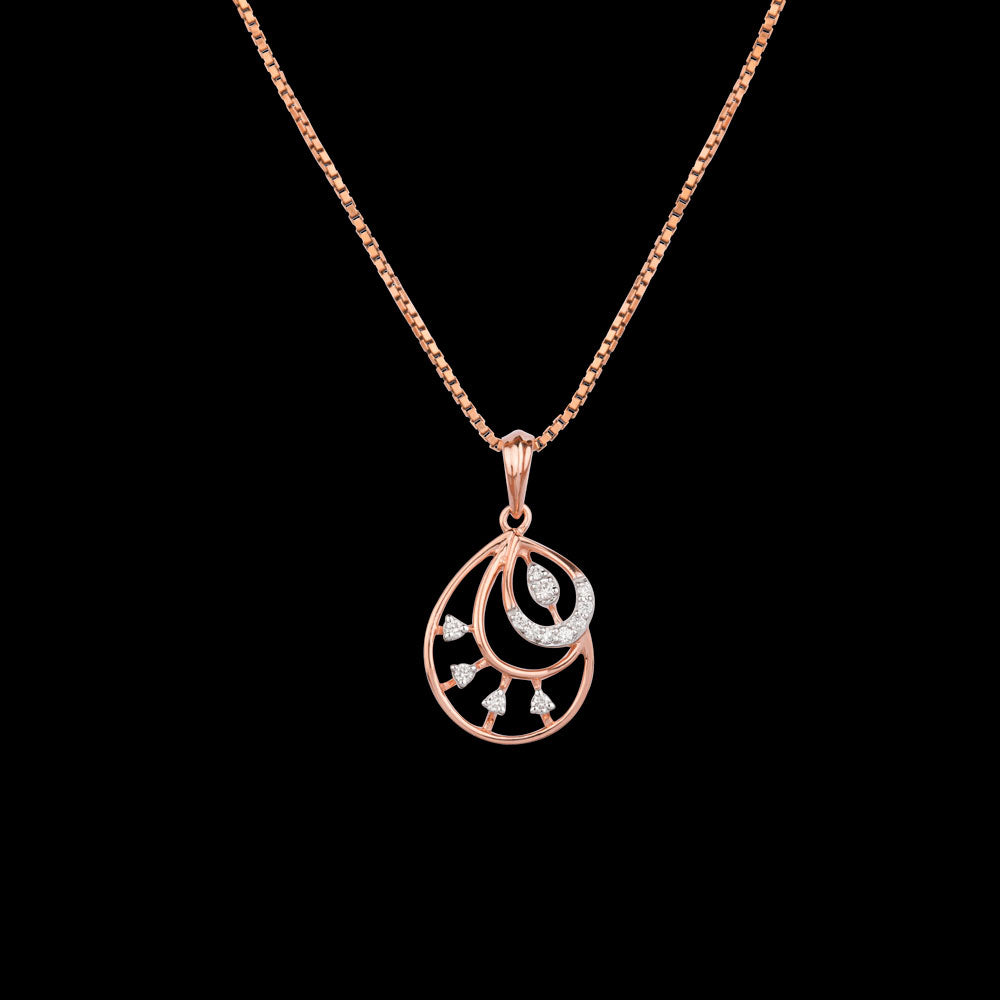 18K Rose Gold Diamond Pendant - 0.093ct VVS-FG