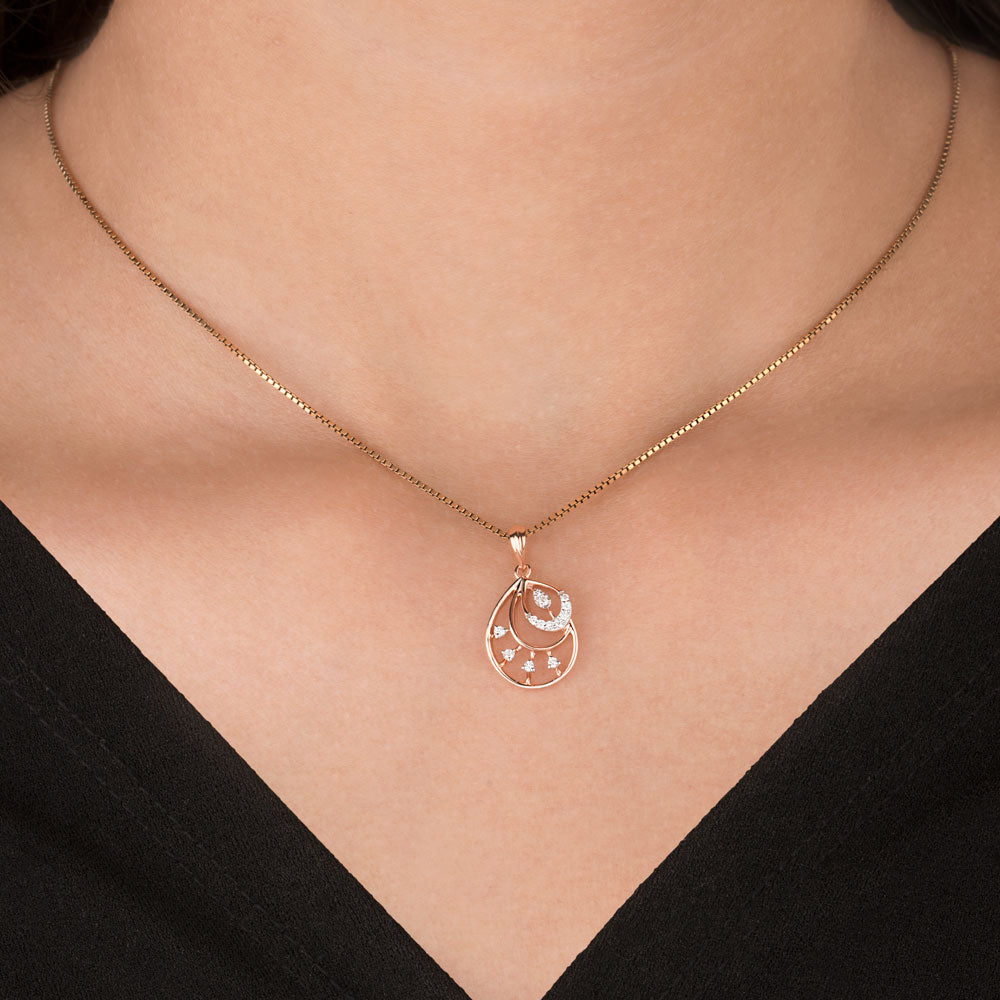 18K Rose Gold Diamond Pendant - 0.093ct VVS-FG