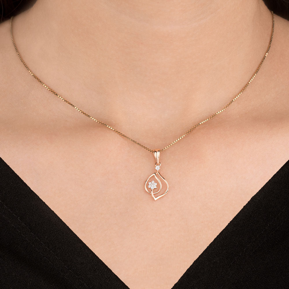 18K Rose Gold Diamond Pendant - 0.072ct VVS-FG