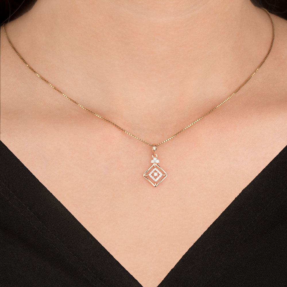 18K Rose Gold Diamond Pendant - 0.115ct VVS-FG