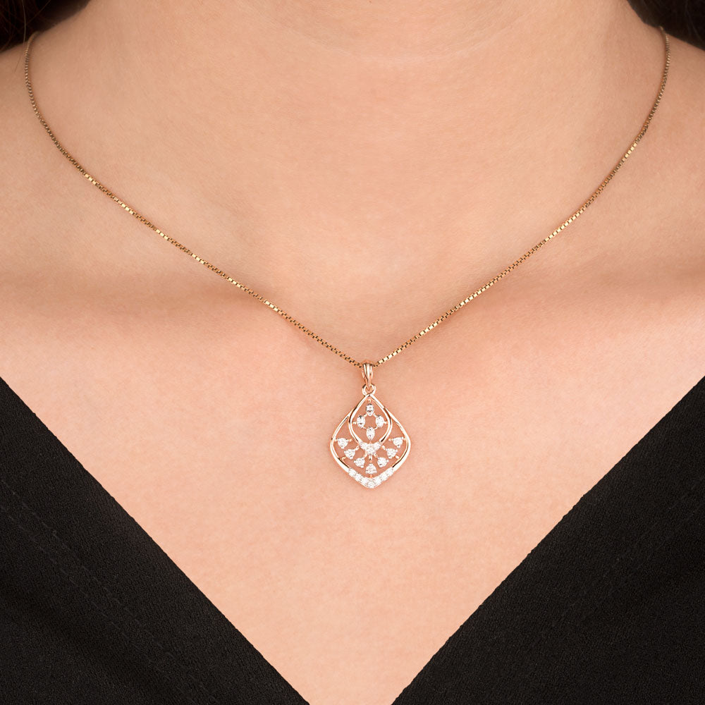 18K Rose Gold Diamond Pendant - 0.201ct VVS-FG