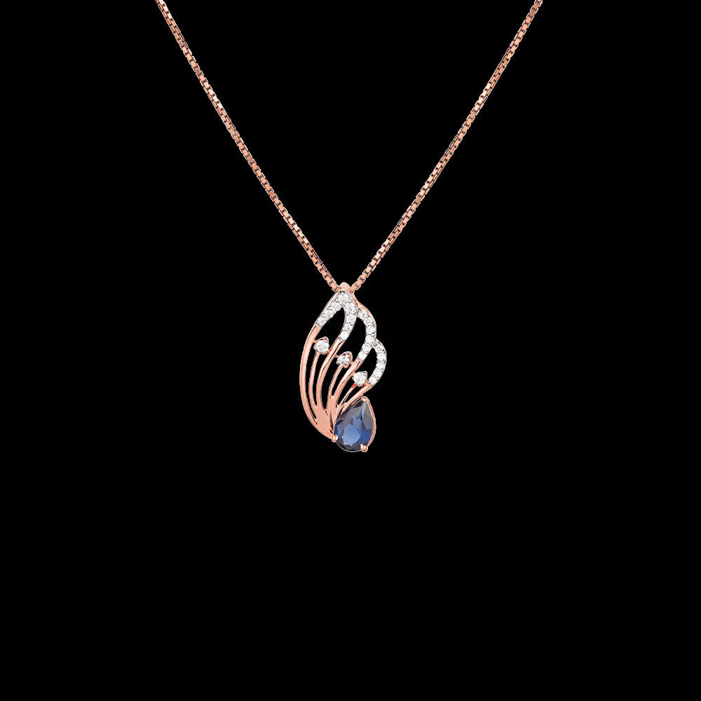 18K Rose Gold Diamond Pendant - 0.175ct VVS-FG with Colour Stones