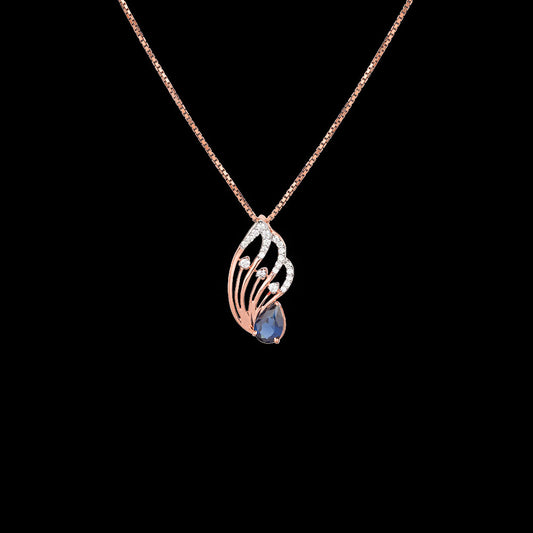 18K Rose Gold Diamond Pendant - 0.175ct VVS-FG with Colour Stones