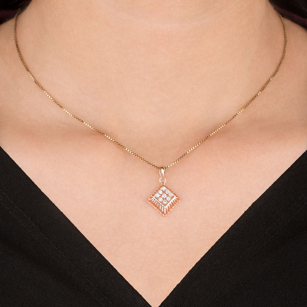 18K Rose Gold Diamond Pendant - 0.158ct VVS-VS-FG