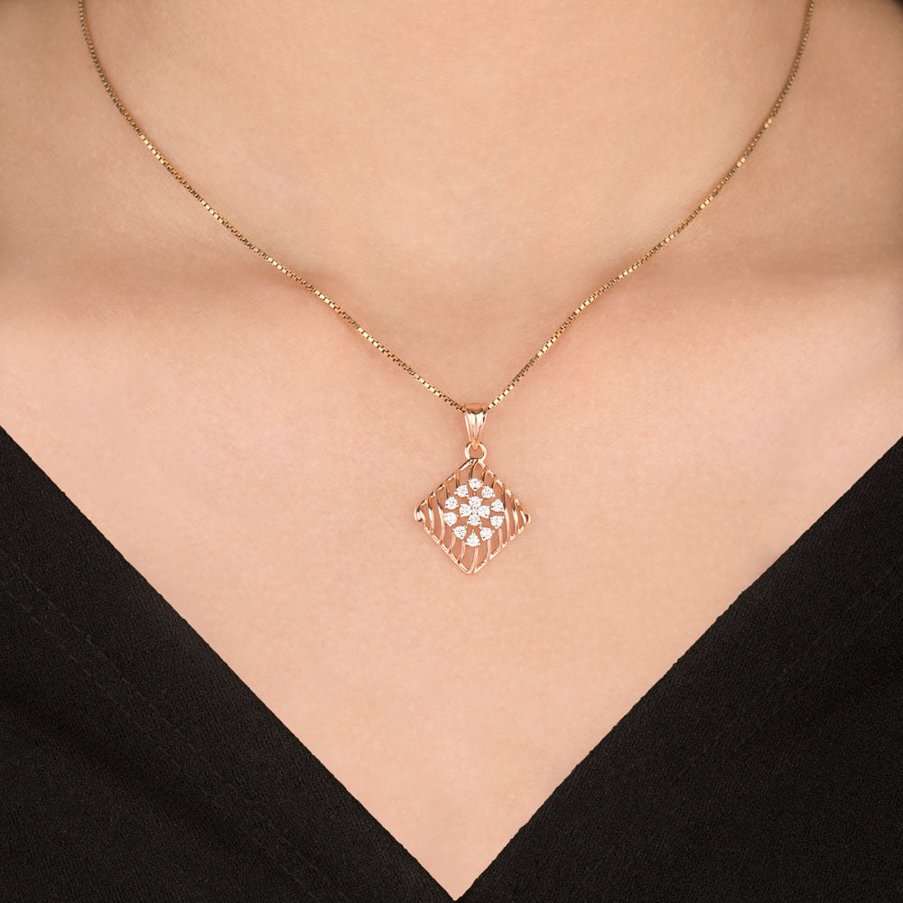 18K Rose Gold Diamond Pendant - 0.27ct VVS-VS-FG