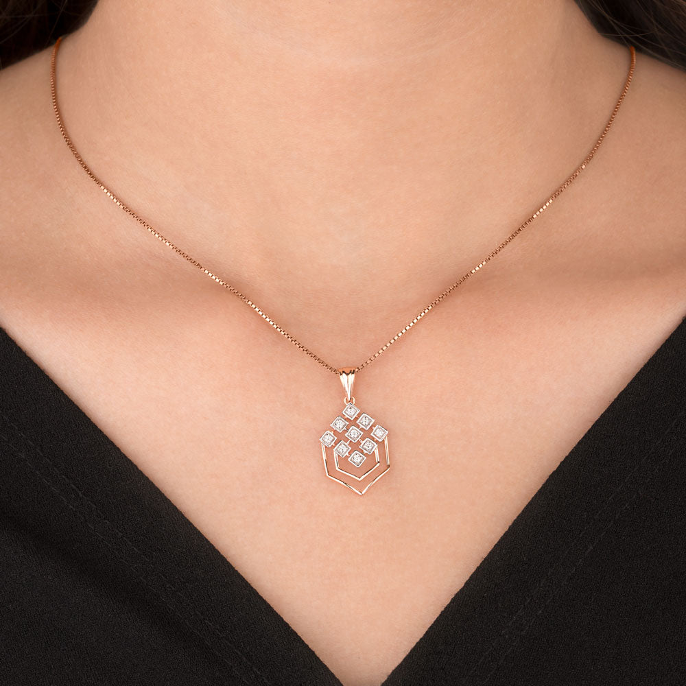 18K Rose Gold Diamond Pendant - 0.128ct VVS-FG