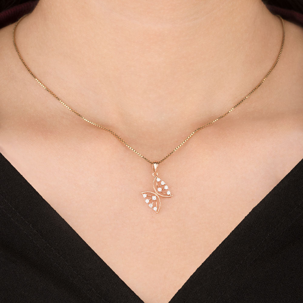 18K Rose Gold Diamond Pendant - 0.158ct VVS-VS-FG