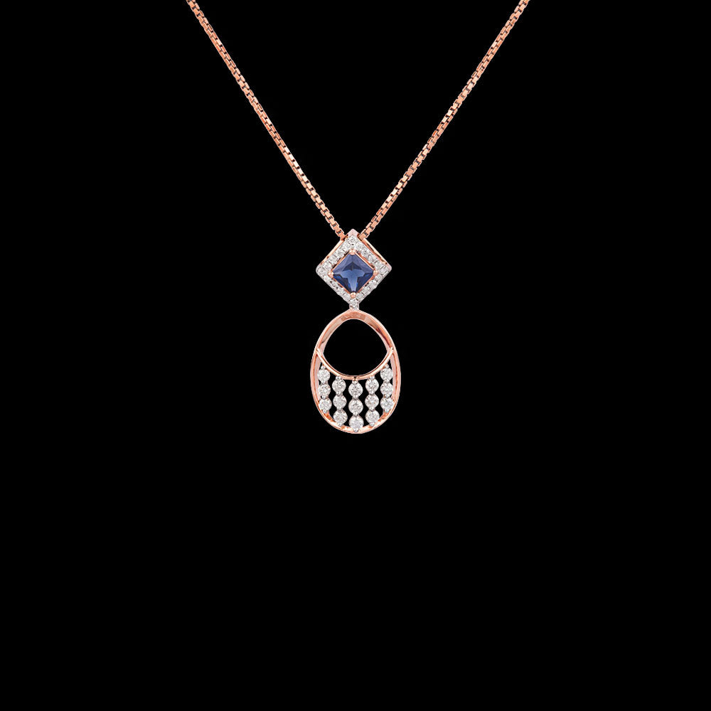 18K Rose Gold Diamond Pendant - 0.342ct VVS-VS-FG with Colour Stones