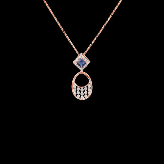 18K Rose Gold Diamond Pendant - 0.342ct VVS-VS-FG with Colour Stones