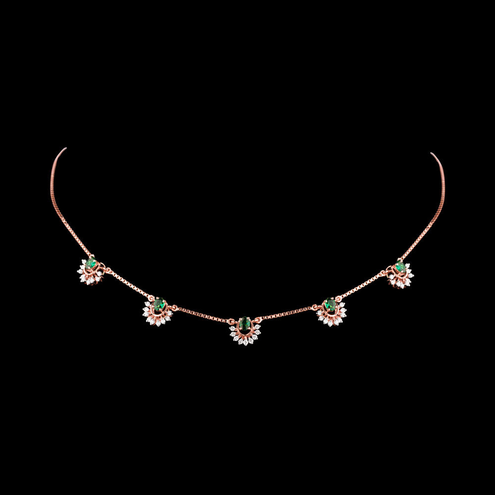 18K Rose Gold Diamond Pendant - 0.49ct VVS-FG with Colour Stones