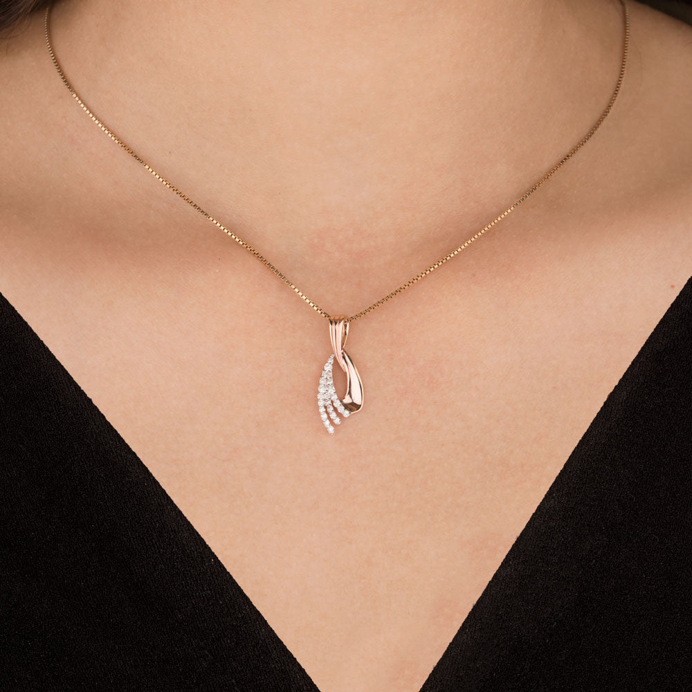14K Rose Gold Diamond Pendant - 0.222ct VVS-VS-GH