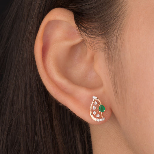 18K Rose Gold Diamond Earrings - 0.175ct VVS-VS-EF with Colour Stones