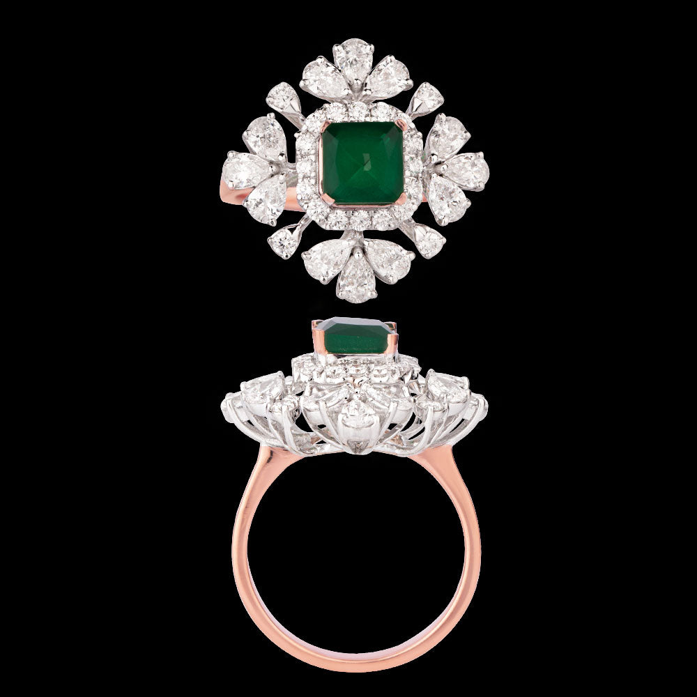 18K Rose Gold Diamond Ring - 1.74ct VS-SI-FG with Colour Stones