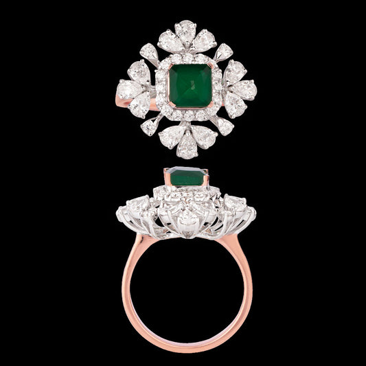 18K Rose Gold Diamond Ring - 1.74ct VS-SI-FG with Colour Stones