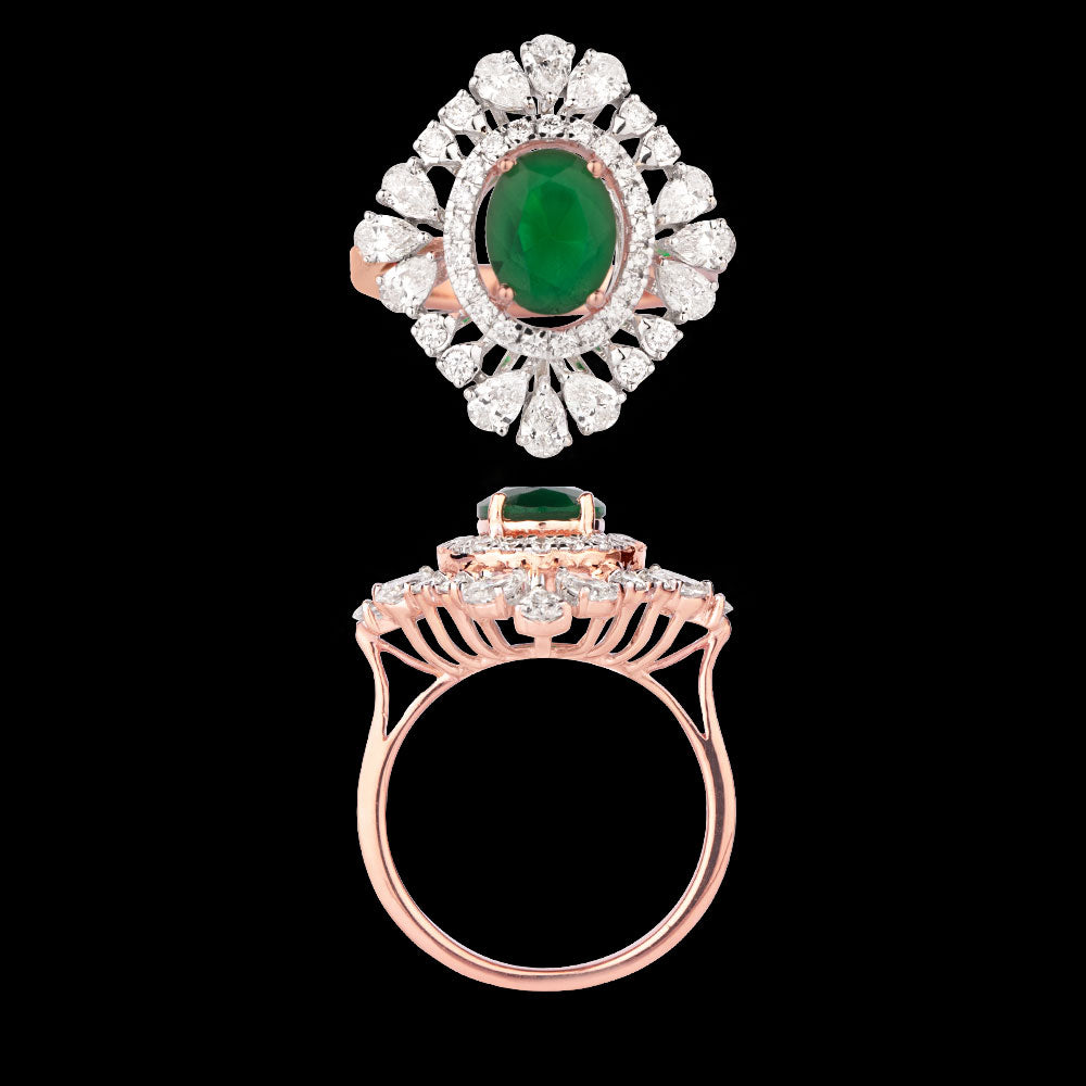 18K Rose Gold Diamond Ring - 1.612ct VS-SI-FG with Colour Stones
