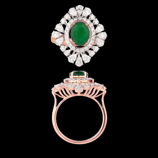 18K Rose Gold Diamond Ring - 1.612ct VS-SI-FG with Colour Stones