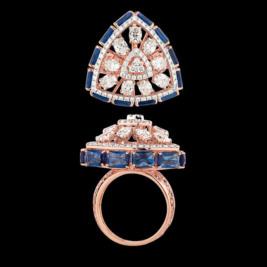 18K Rose Gold Diamond Ring - 2.398ct SI-GH with Colour Stones