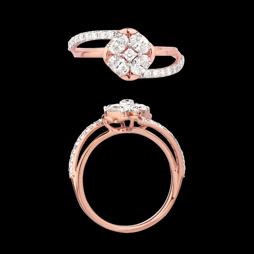 18K Rose Gold Diamond Ring - 0.855ct VS-SI-EF