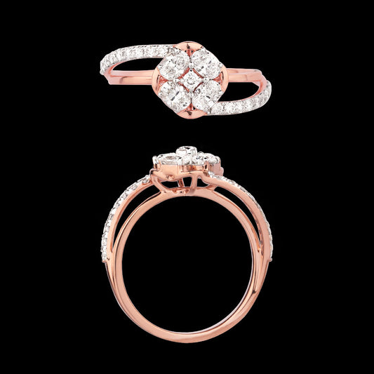 18K Rose Gold Diamond Ring - 0.855ct VS-SI-EF