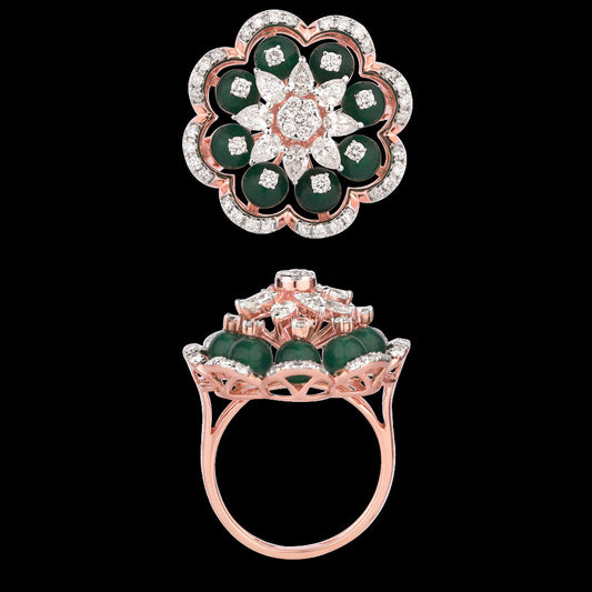 18K Rose Gold Diamond Ring - 1.248ct VS-SI-GH with Colour Stones
