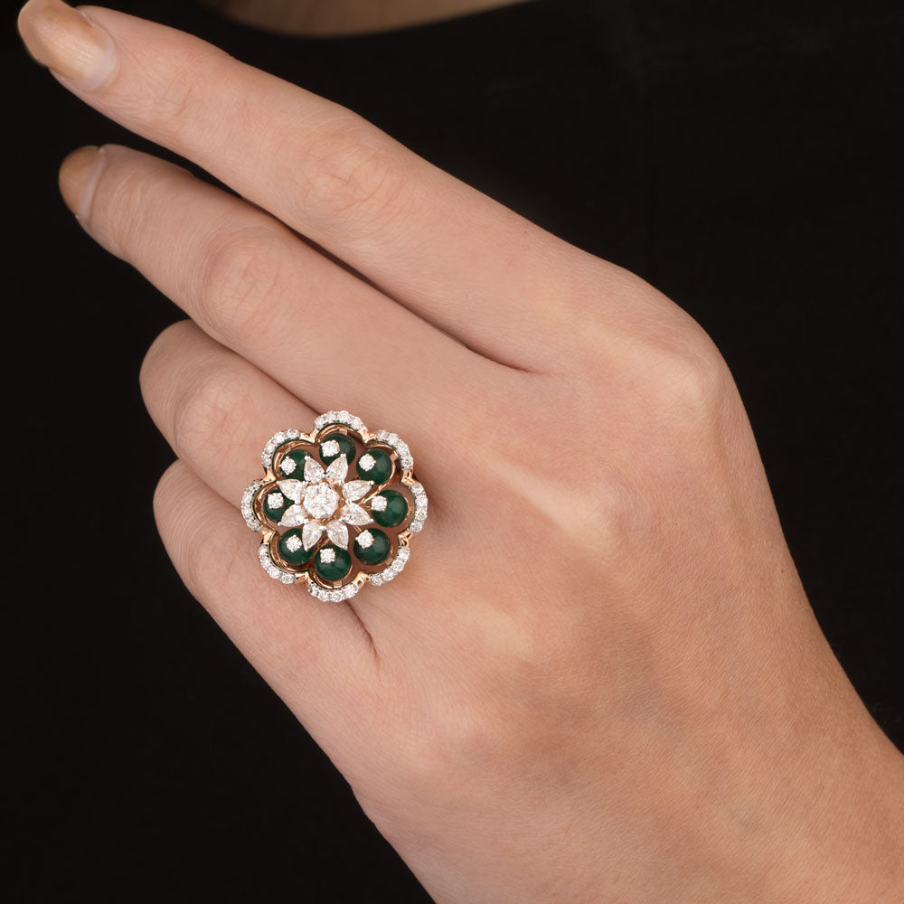 18K Rose Gold Diamond Ring - 1.248ct VS-SI-GH with Colour Stones