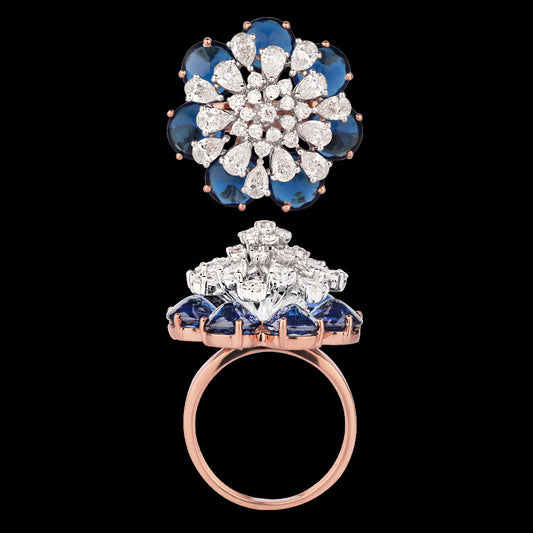 18K Rose Gold Diamond Ring - 1.59ct VS-SI-GH with Colour Stones