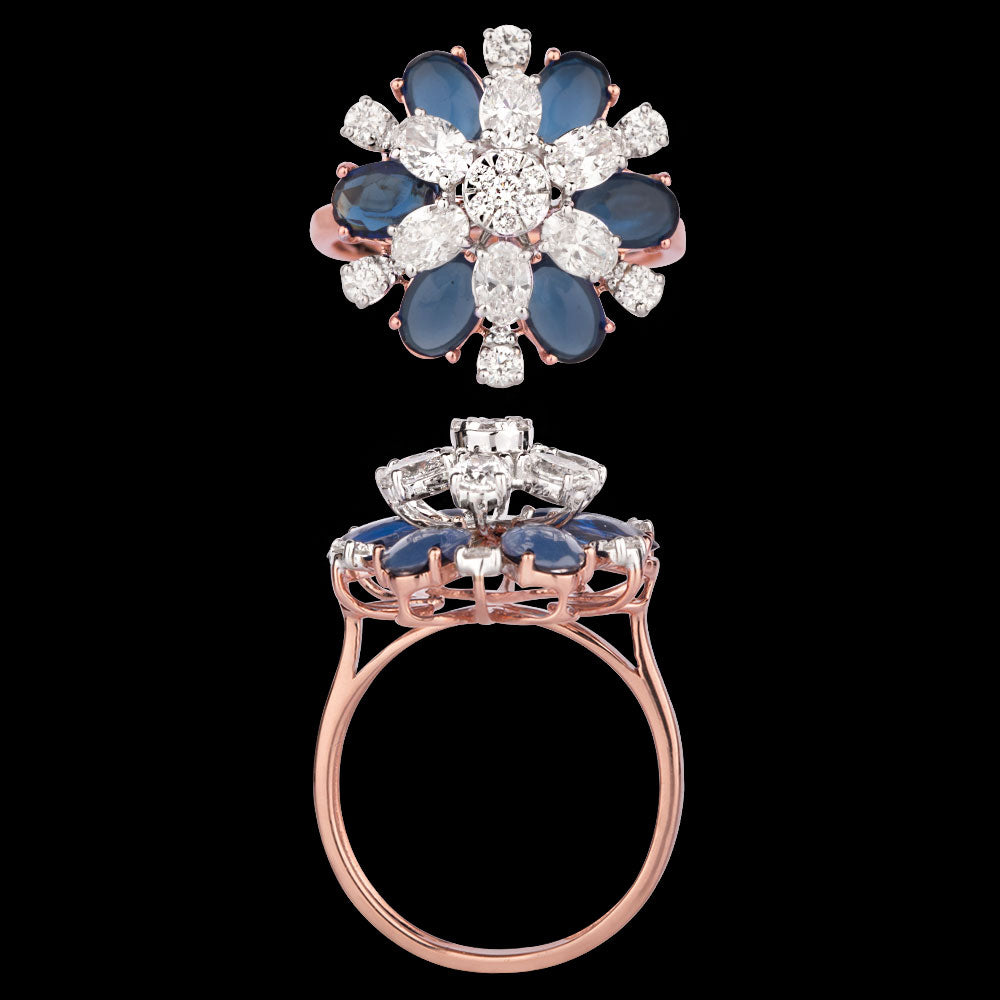 18K Rose Gold Diamond Ring - 1.244ct VS-SI-FG with Colour Stones