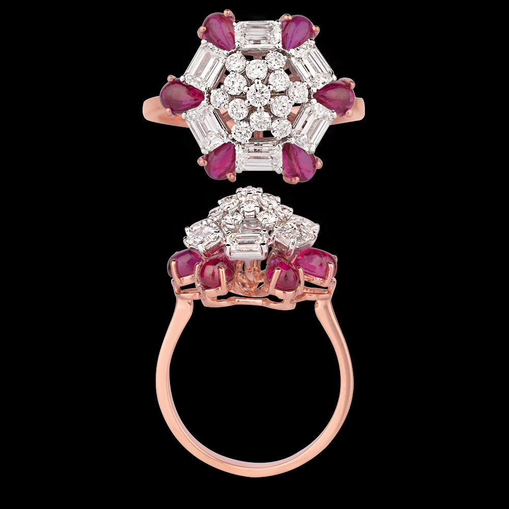 18K Rose Gold Diamond Ring - 1.212ct VS-SI-FG with Colour Stones