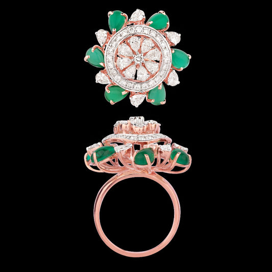 18K Rose Gold Diamond Ring - 1.589ct VS-SI-GH with Colour Stones