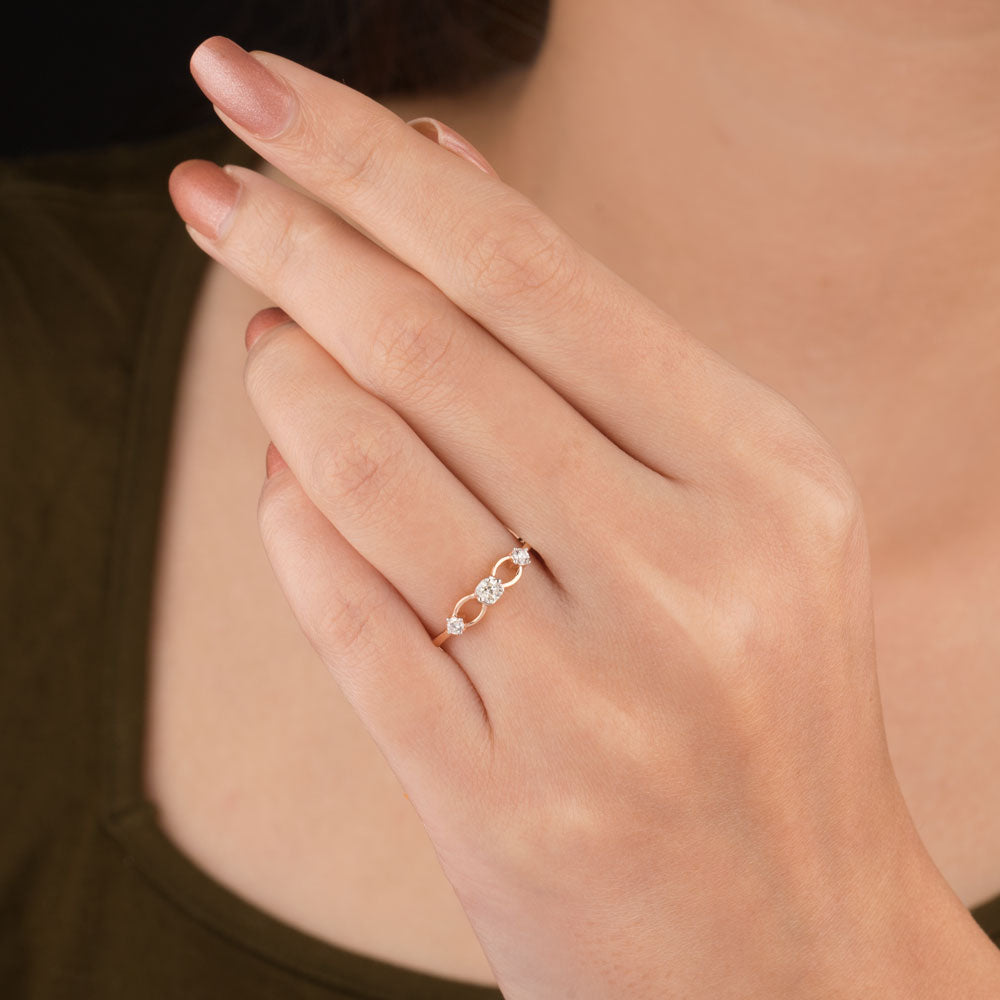 18K Rose Gold Diamond Ring - 0.191ct VVS-IJ